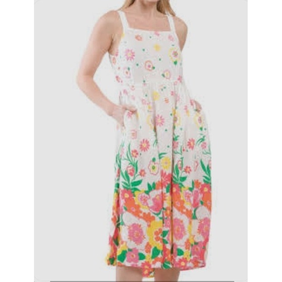 Mister Zimi Dresses & Skirts - Mister Zimi Sophie Floral Print Midi Summer Dress White Meadow Size‎ 10 Easter